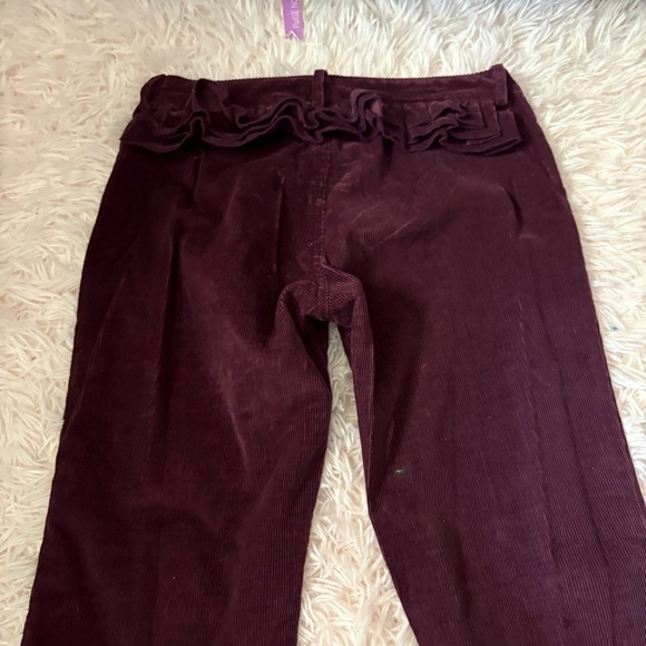 Paige Novick Burgundy Corduroy Pants NEW Sz 2 Ruffle Butt Bootcut Wide Leg - Picture 5 of 5